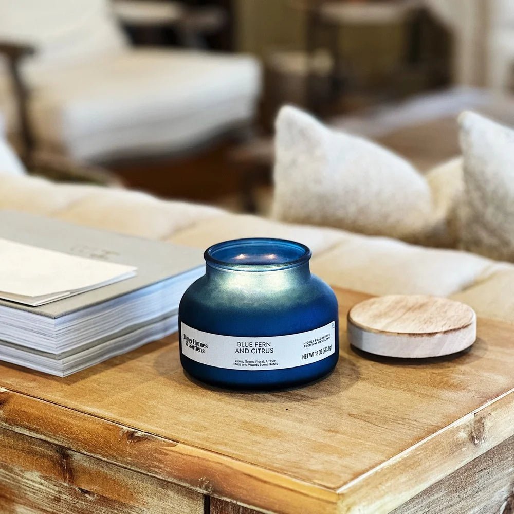 2 Wick Jar Blue Fern Citrus Scented Candle - Hans Lumiere