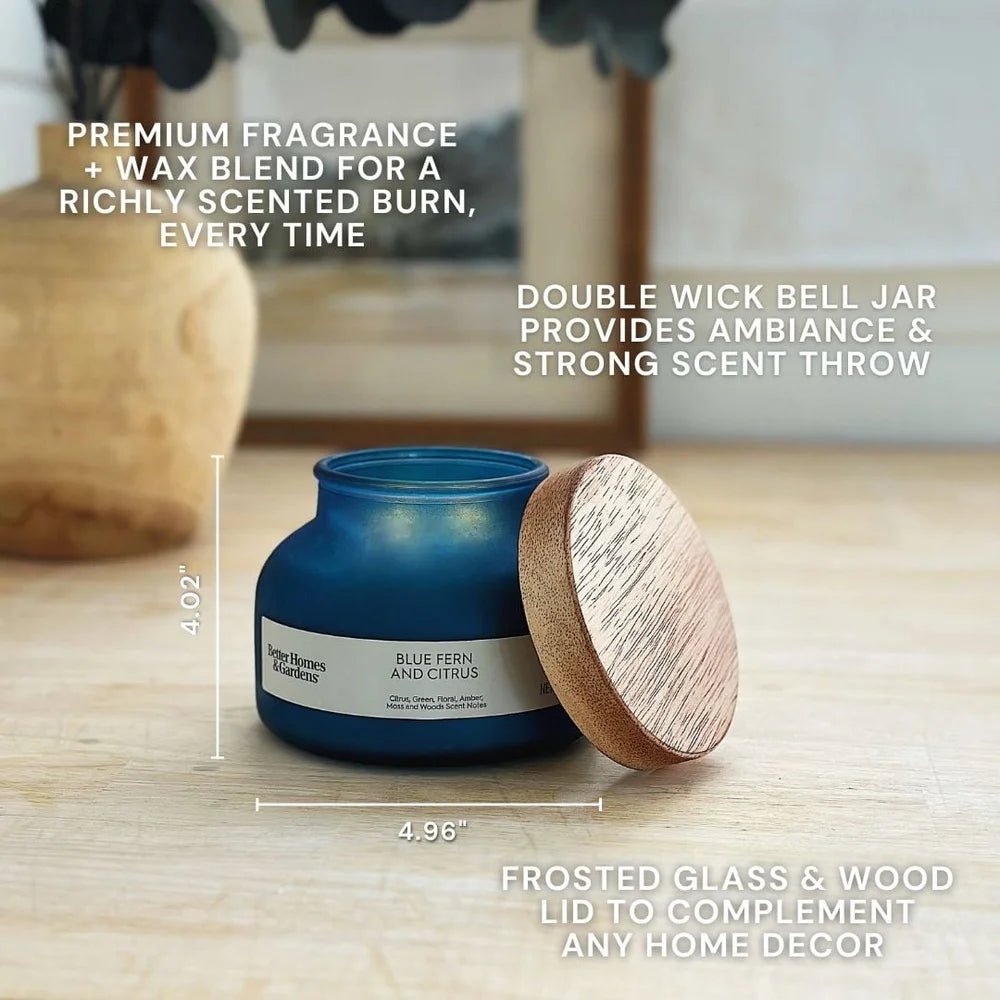 2 Wick Jar Blue Fern Citrus Scented Candle - Hans Lumiere