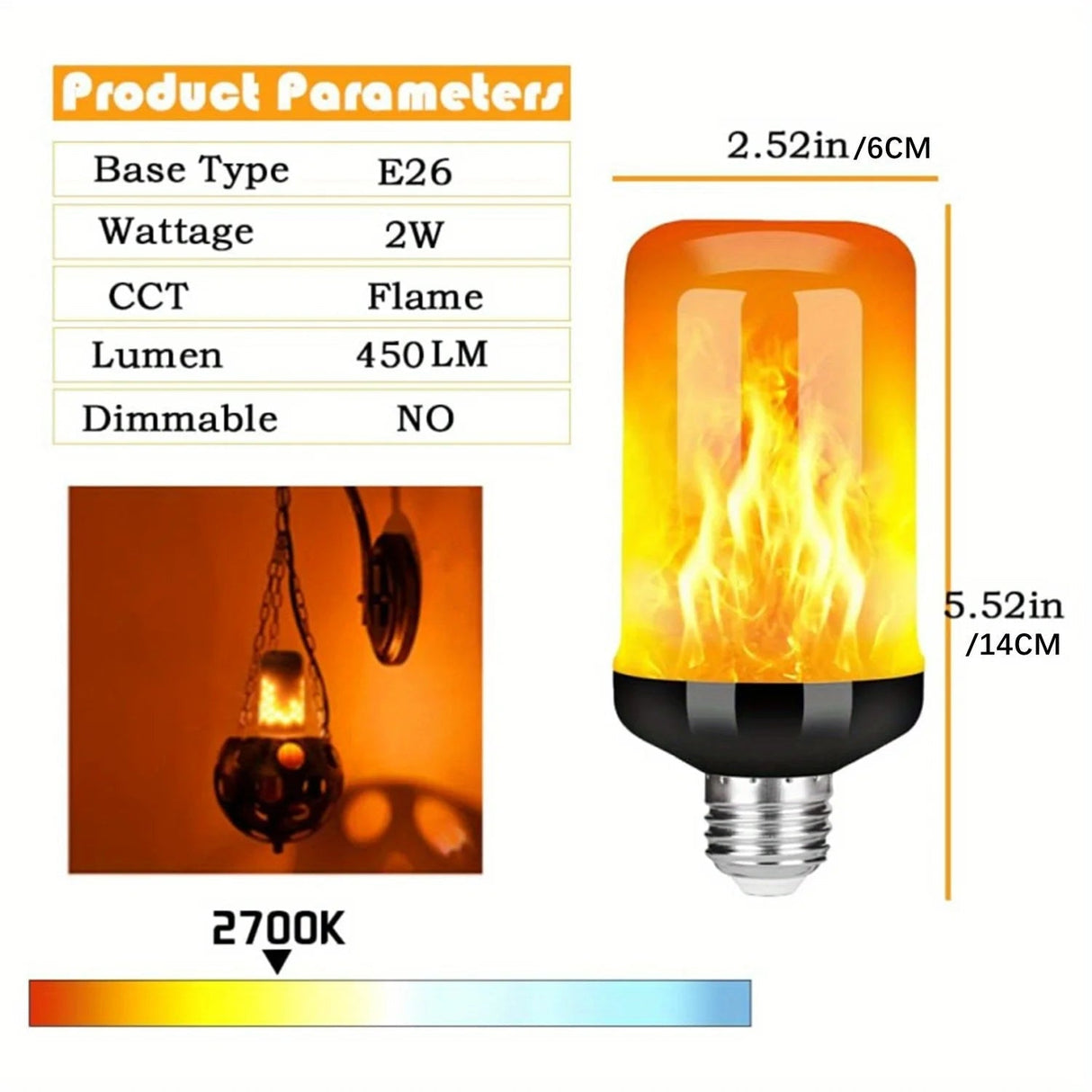 2PCS Outdoor LED Flame Light Bulbs With Upside Down Effect - Hans Lumiere