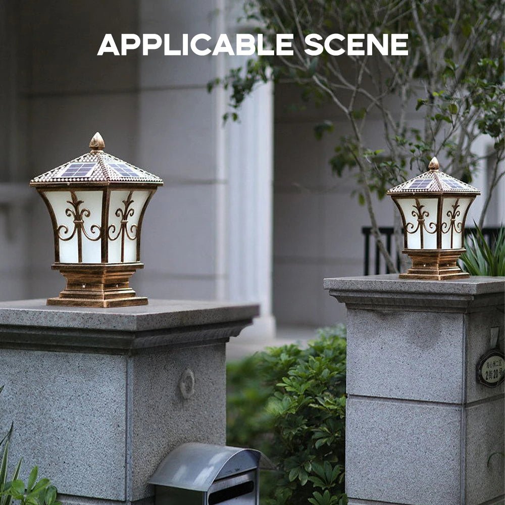 3-Color Solar Post & Pillar Lamp – Remote Control, IP66 Waterproof - Hans Lumiere