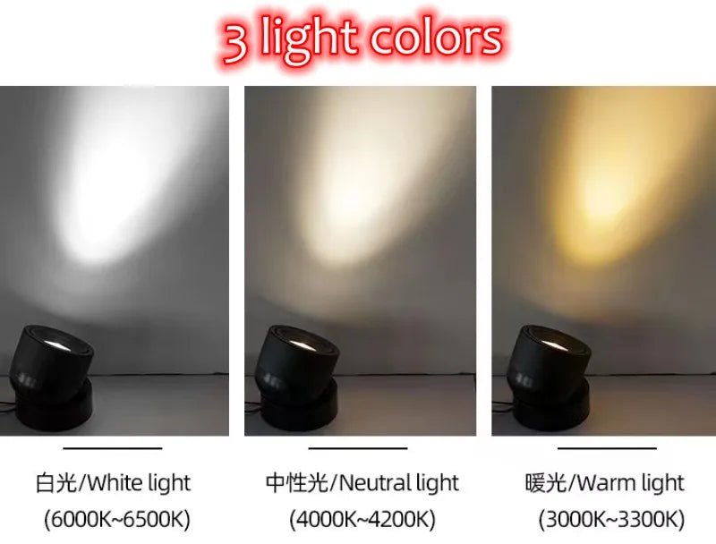 360° Rotatable Tricolor LED Ceiling Lamp Surface Mounted Spotlight - Hans Lumiere