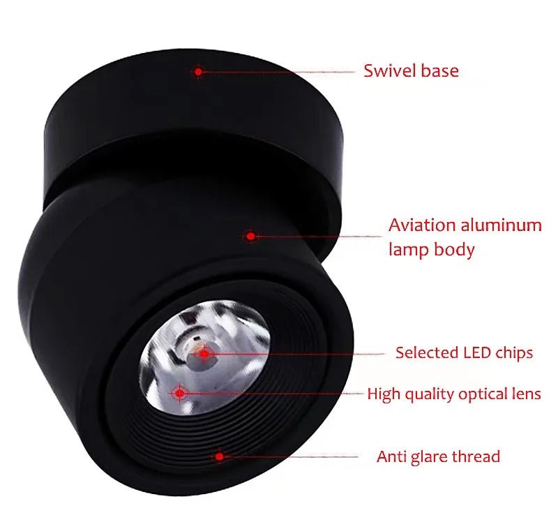 360° Rotatable Tricolor LED Ceiling Lamp Surface Mounted Spotlight - Hans Lumiere