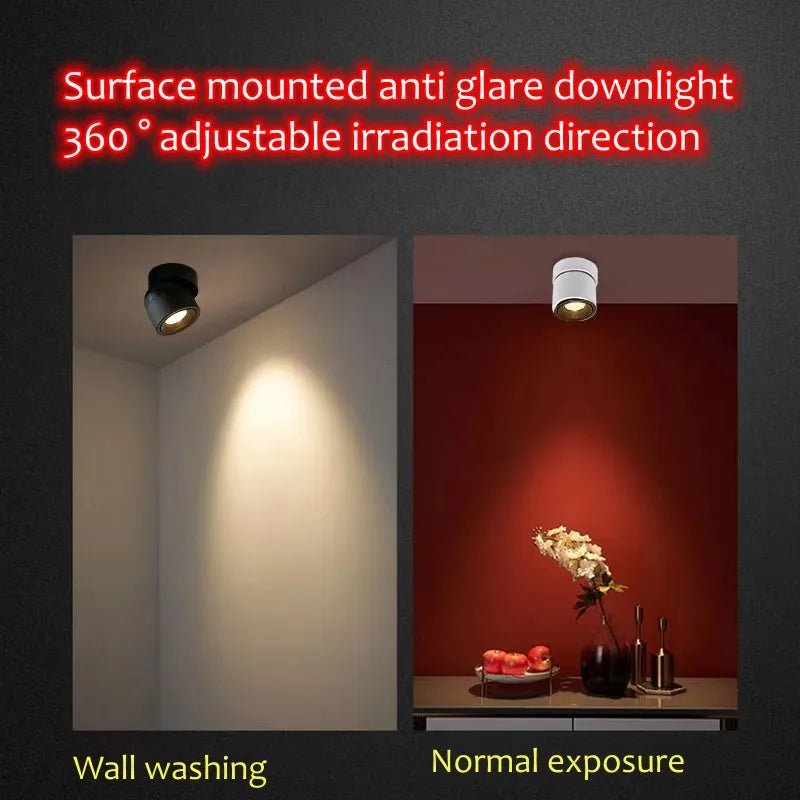 360° Rotatable Tricolor LED Ceiling Lamp Surface Mounted Spotlight - Hans Lumiere