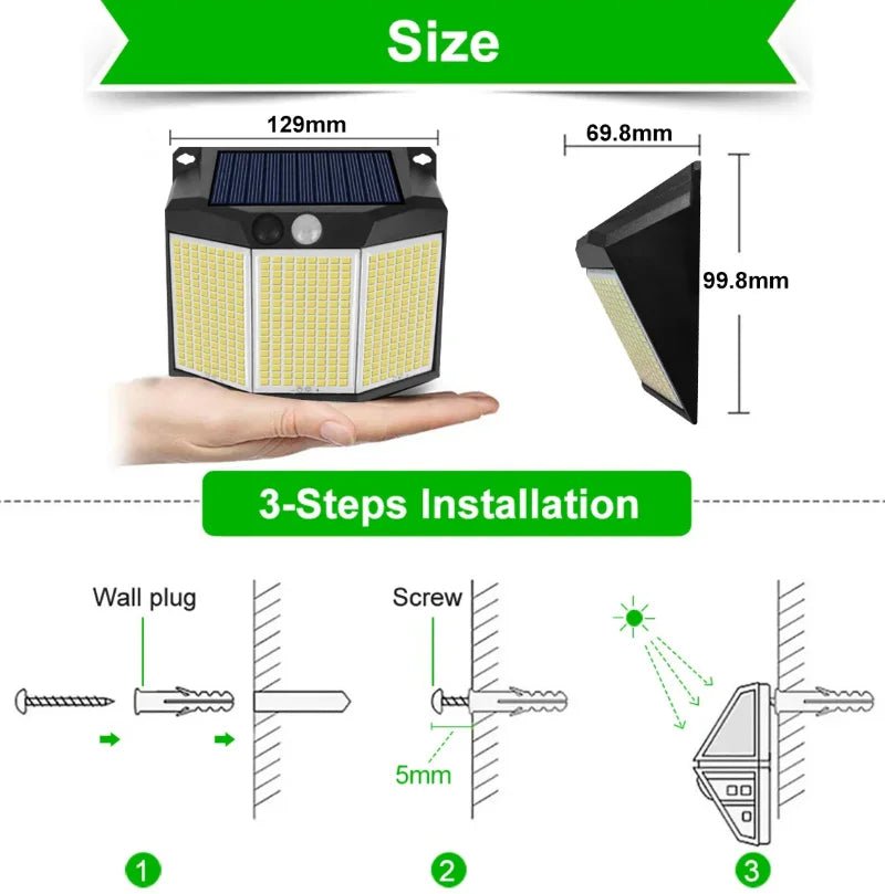 432 LED Outdoor Solar Light Motion Sensor 3 Modes Lighting - Hans Lumiere