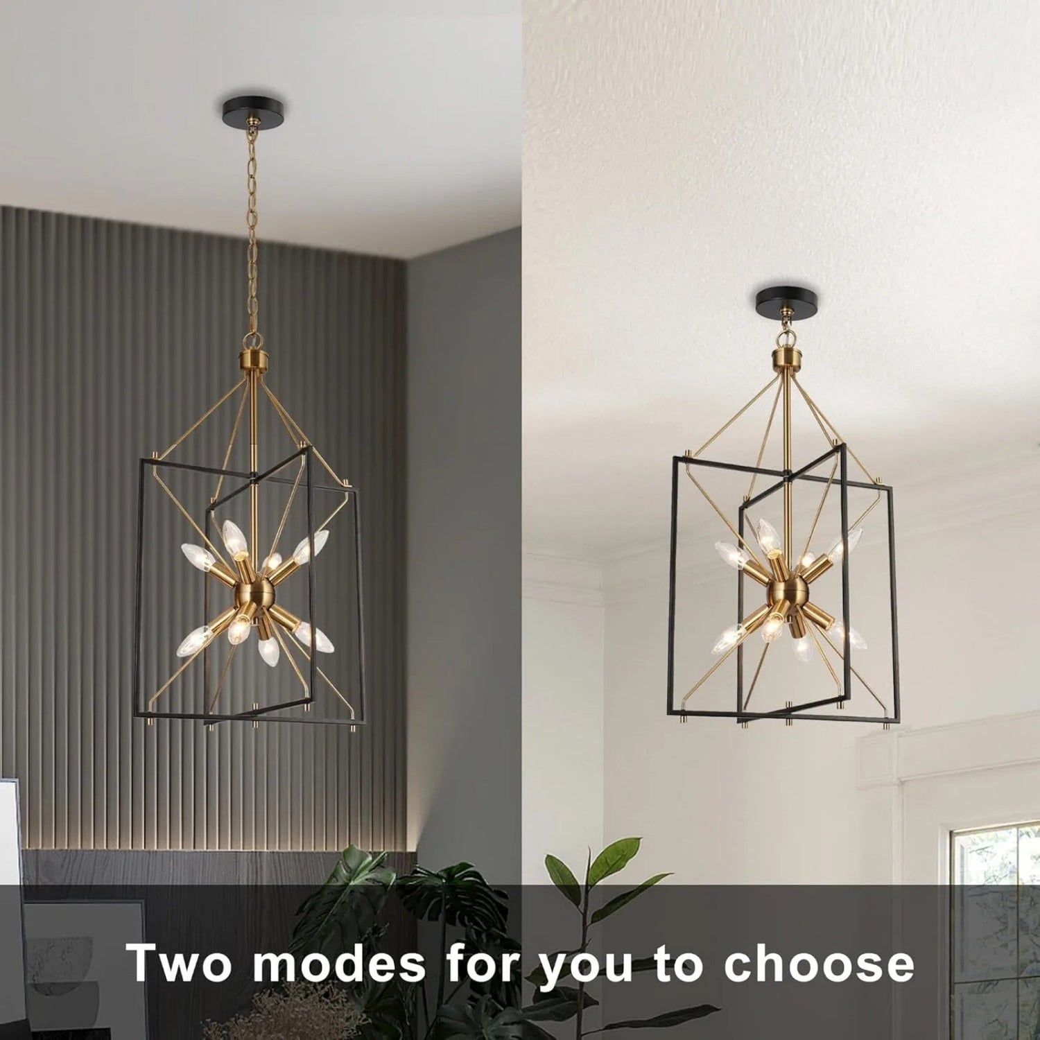 8 - Light Gold and Black Geometric Chandelier - Hans Lumiere