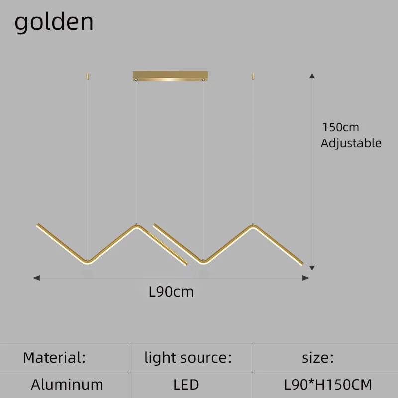 Nordic Modern LED Pendant Light in Gold or Black