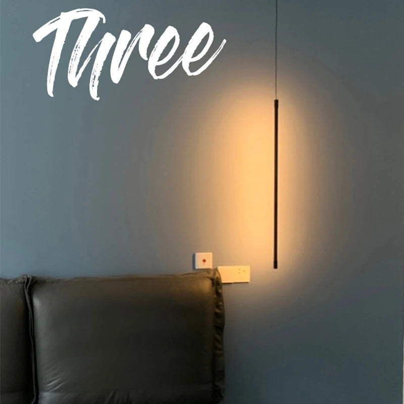 Nordic Minimalist LED Linear Pendant Light for Living Room and Bedroom