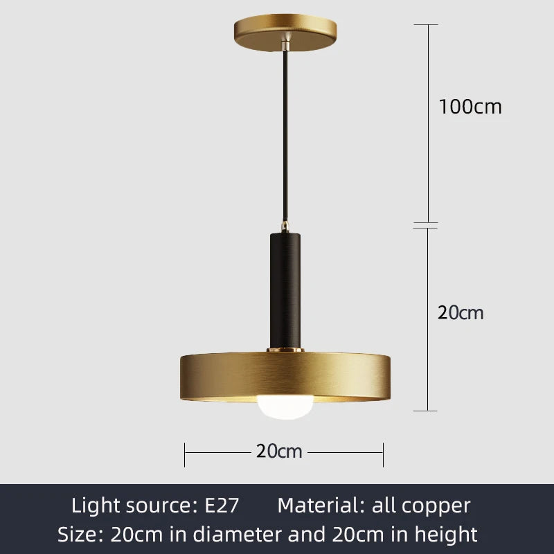 Modern Copper Pendant Light, Single-Head Rope Ceiling Lamp