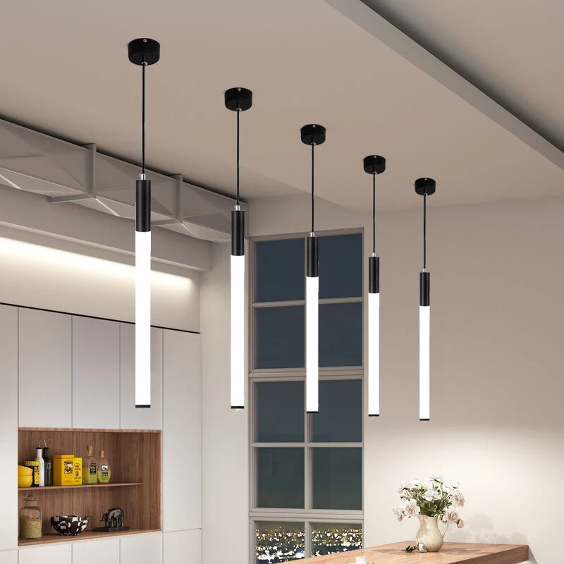 Ceramic Glass LED Cylinder Pendant Light for Kitchen & Bar