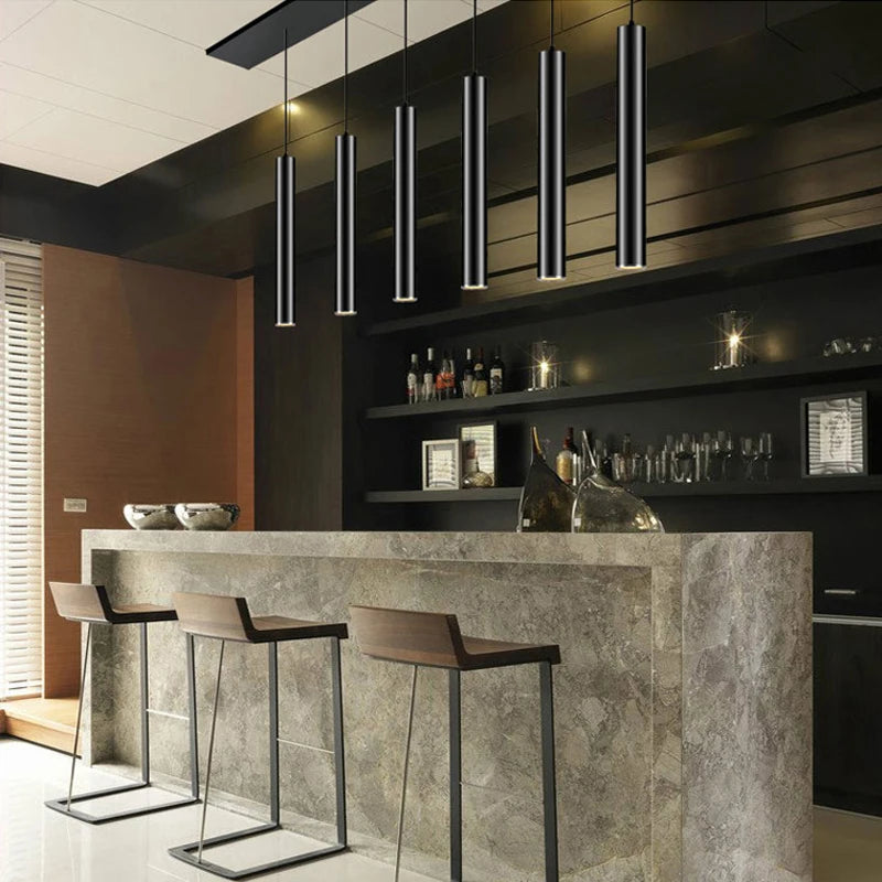 Cylindrical LED Tube Pendant Light for Kitchen, Dining and Bedroom