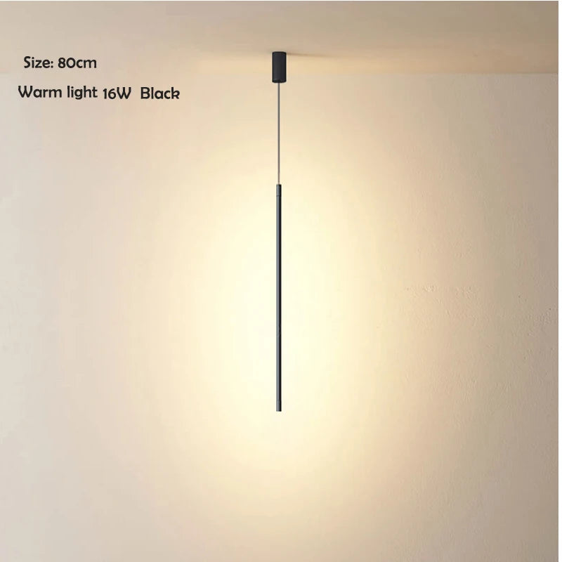 Nordic Minimalist LED Linear Pendant Light for Living Room and Bedroom