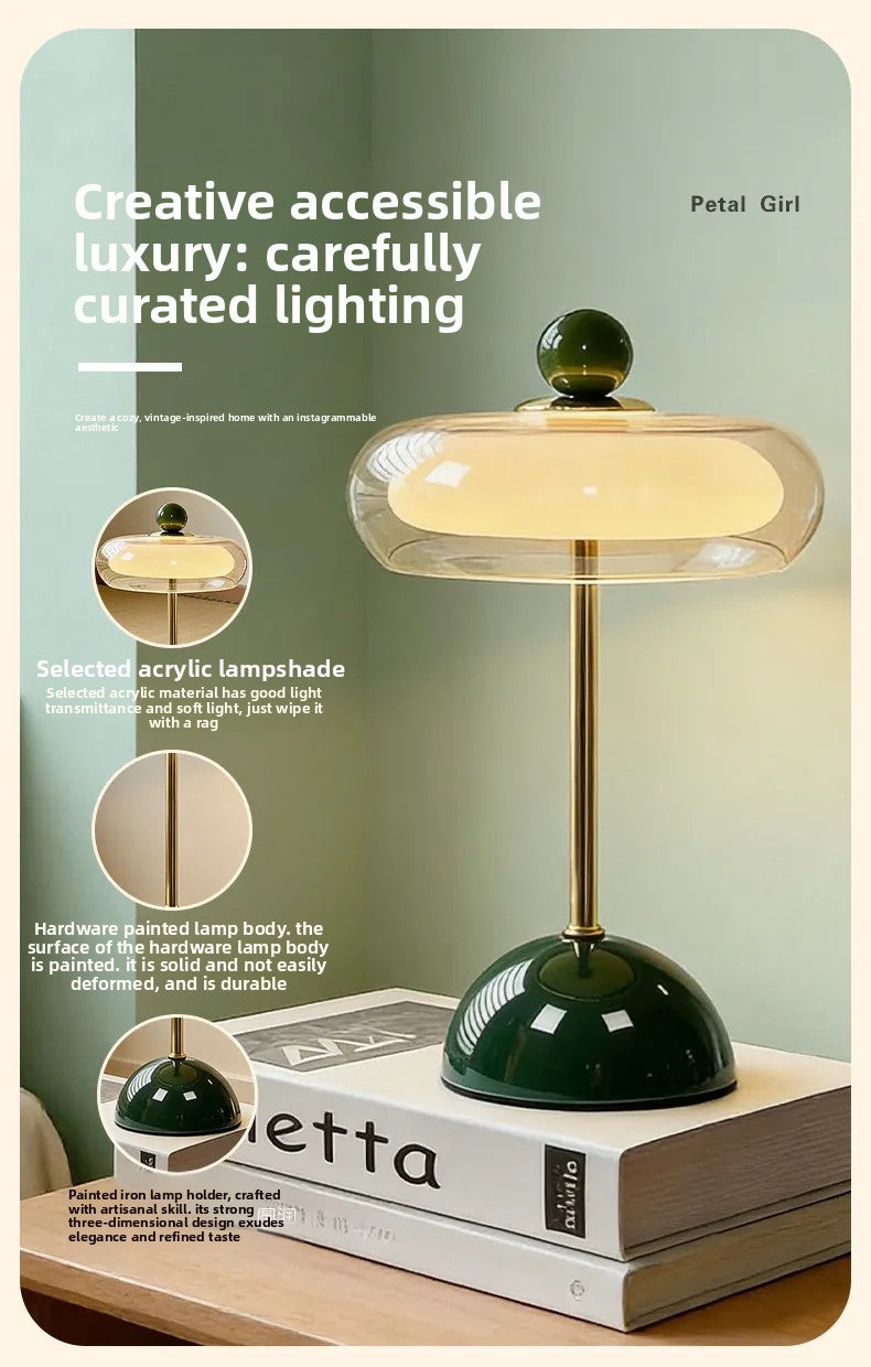 Retro Mushroom LED Table Lamp - Rechargeable Bedside Light