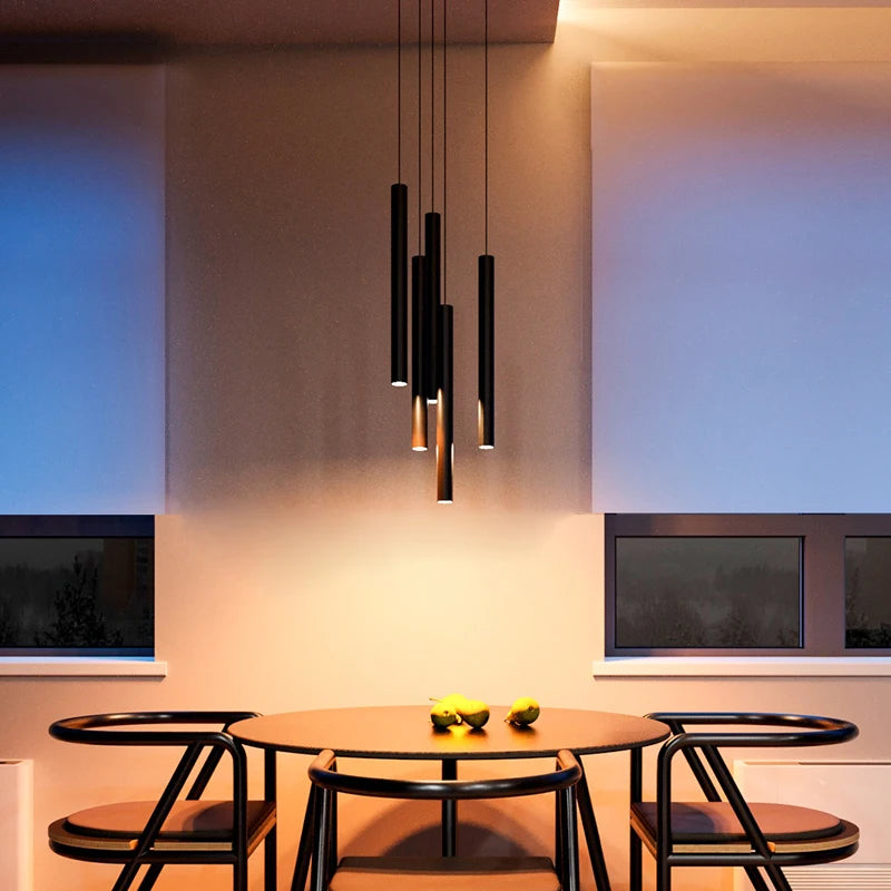 Cylindrical LED Tube Pendant Light for Kitchen, Dining and Bedroom