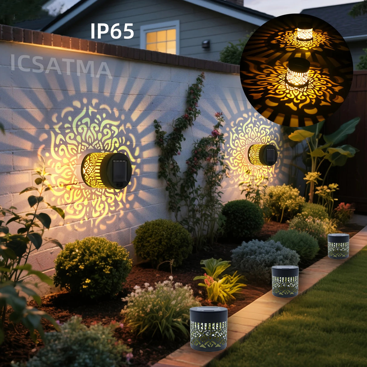 Solar Globe Wall Light – Decorative LED Pattern Light, IP65 Waterproof