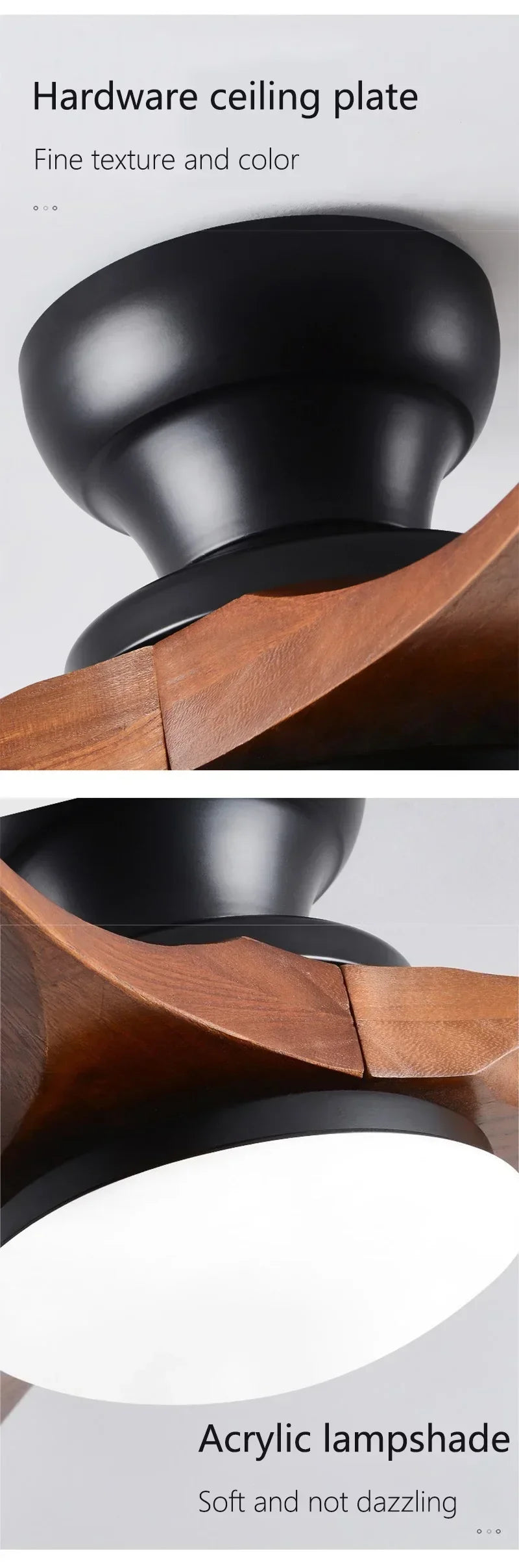 Low-Profile Wood Blade Ceiling Fan with LED Light & Remote