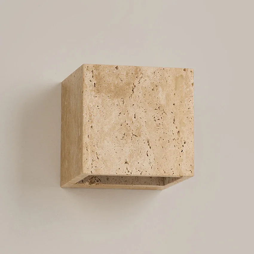 Yellow Travertine Stone Wall Sconce | Indoor & Outdoor Light