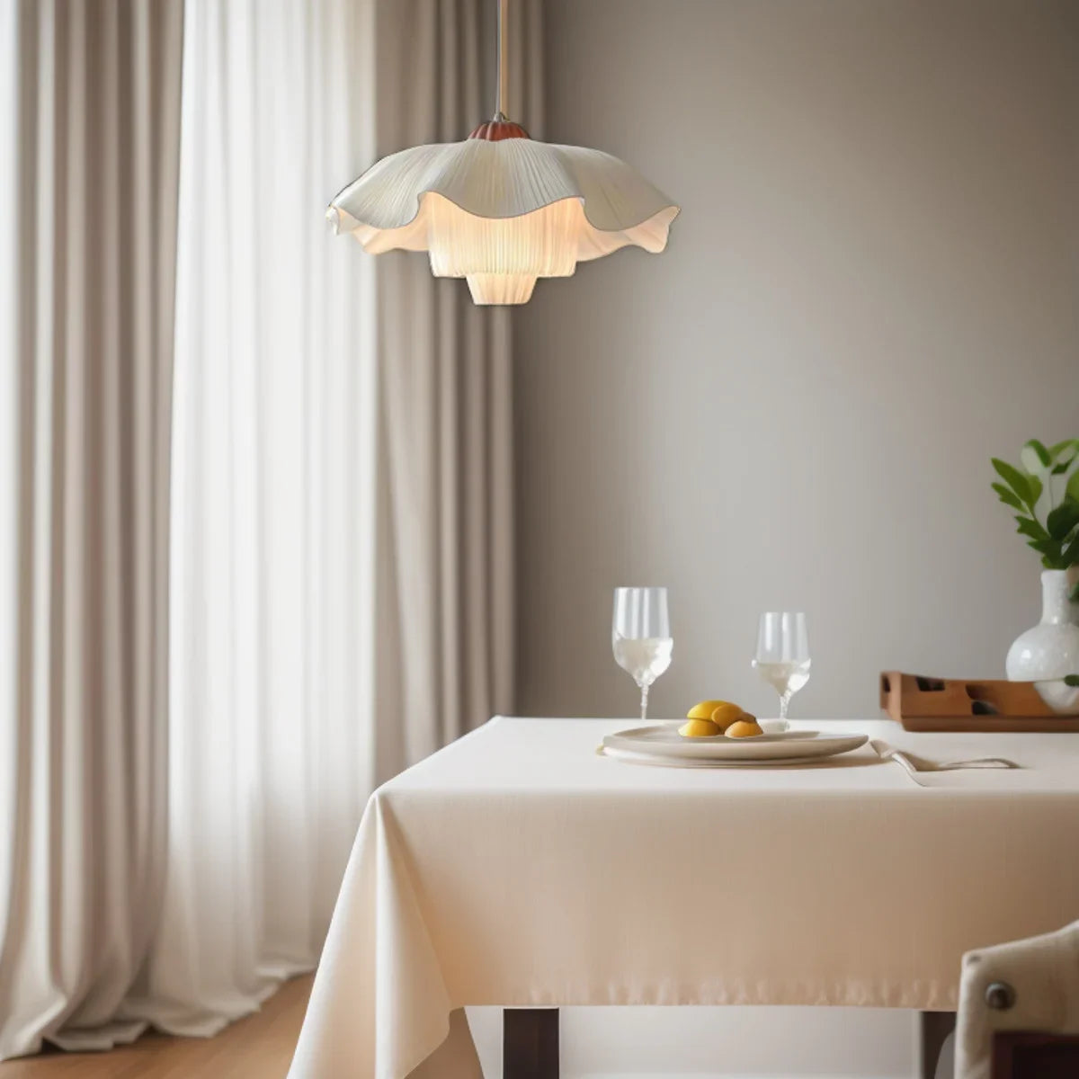 Nordic Petal French Chandelier – Hand-Knitted Cream Pendant Light