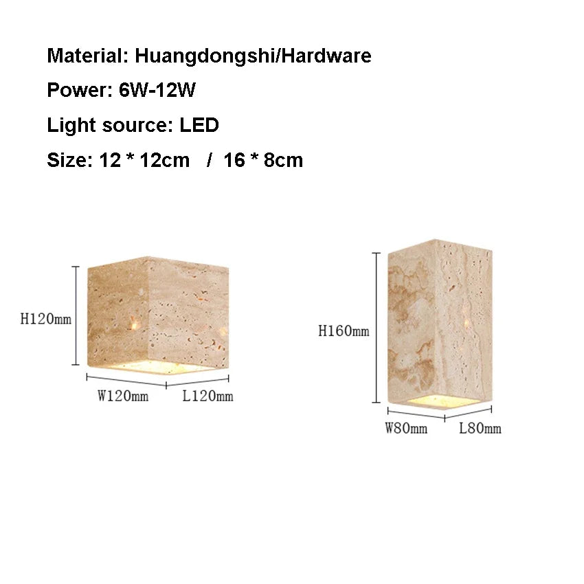 Yellow Travertine Stone Wall Sconce | Indoor & Outdoor Light