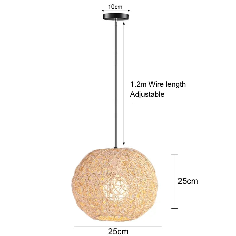 Handwoven Bamboo Pendant Light - Rattan Ceiling Lamp