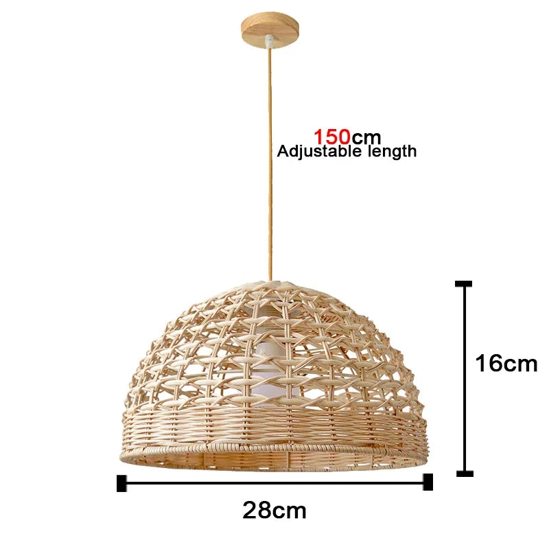Handwoven Bamboo Pendant Light - Rattan Ceiling Lamp