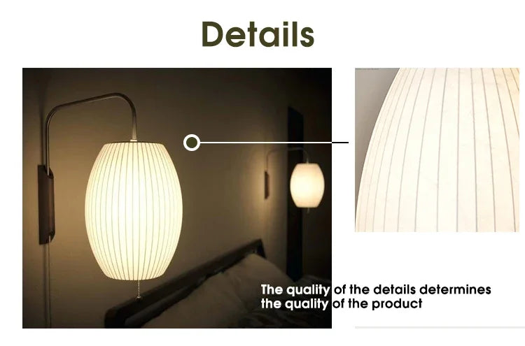 Wabi-Sabi Silk & Wood Wall Lamp – Japanese Style Sconce