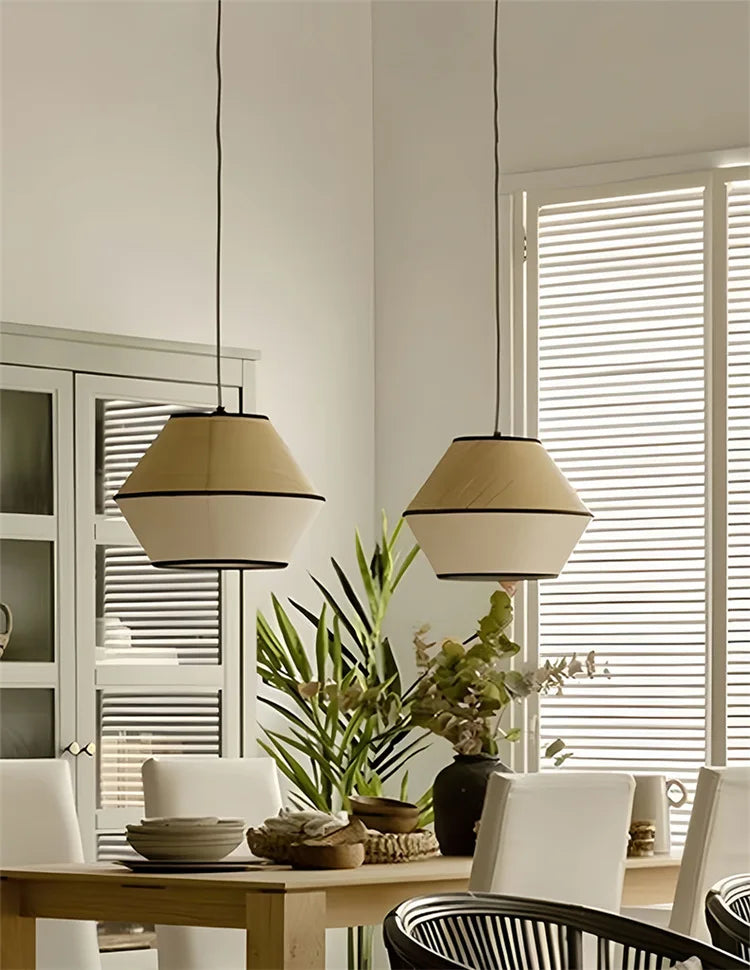 Wabi-Sabi Japanese Fabric Pendant Light - Bedroom & Restaurant