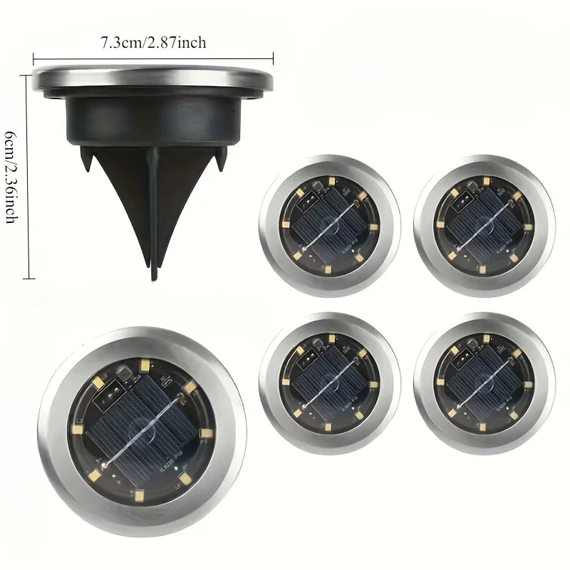 Solar In-Ground Disk Lights, 10-Pack Waterproof LED Landscape Lights