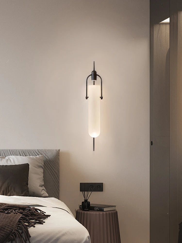 Modern LED Glass Wall Sconce for Bedroom and Corridor