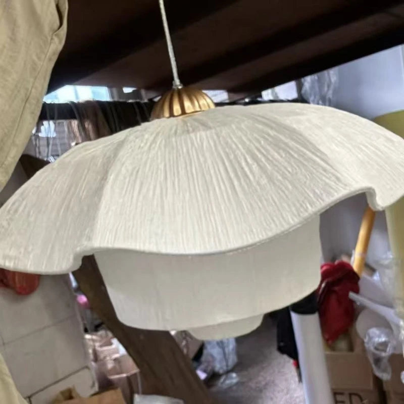 Nordic Petal French Chandelier – Hand-Knitted Cream Pendant Light