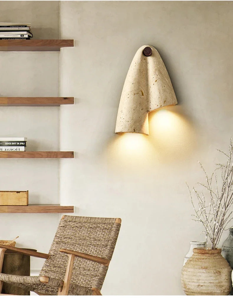 Wabi-Sabi Cave Stone Wall Sconce | Up & Down LED Wall Lamp