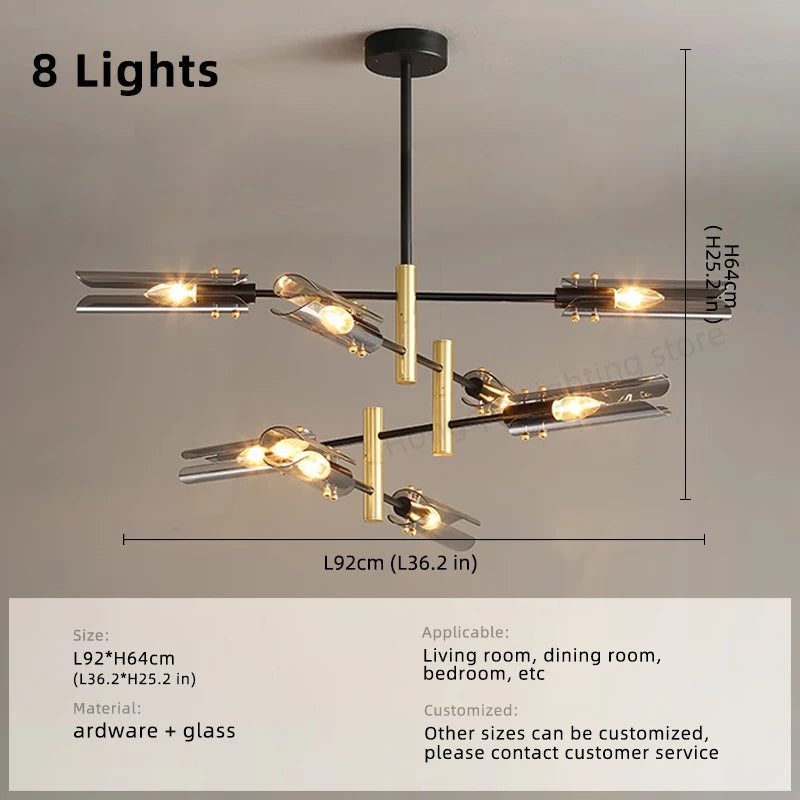 Modern LED Glass Chandelier for Living Room, Dining and Kitchen Island