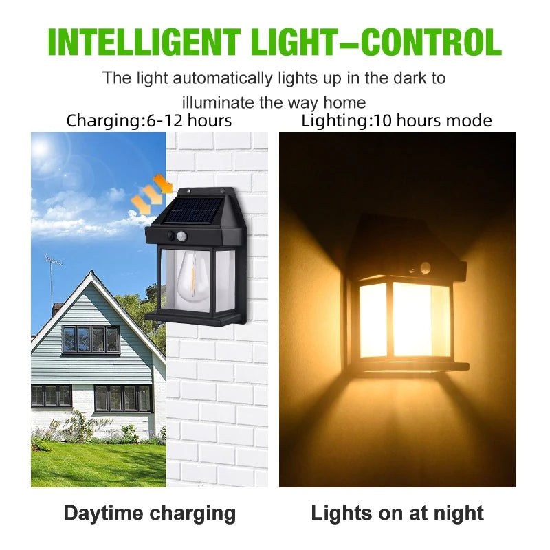 Solar Motion Sensor Security Wall Light - Waterproof Dusk to Dawn Lighting