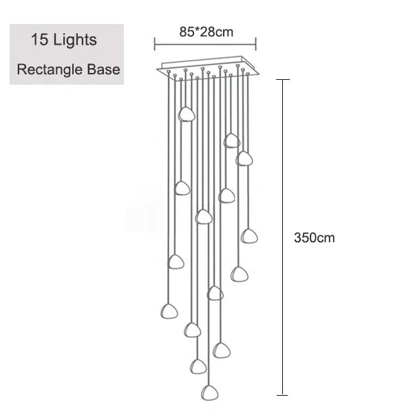 Crystal Ball Staircase Chandelier - Adjustable Cord Pendant Light Fixture