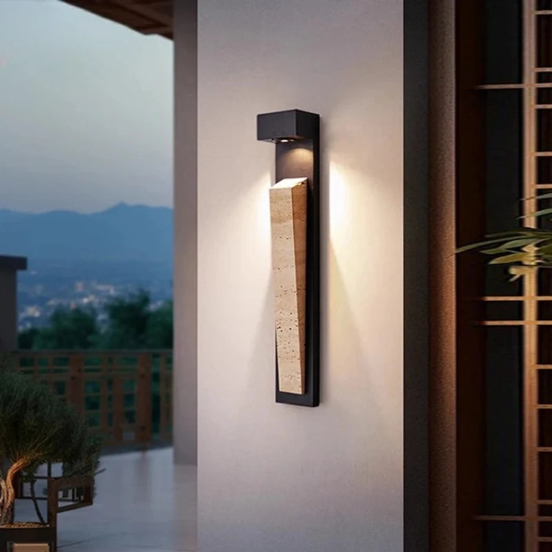 IP65 Waterproof Outdoor Wall Light - Natural Stone Finish