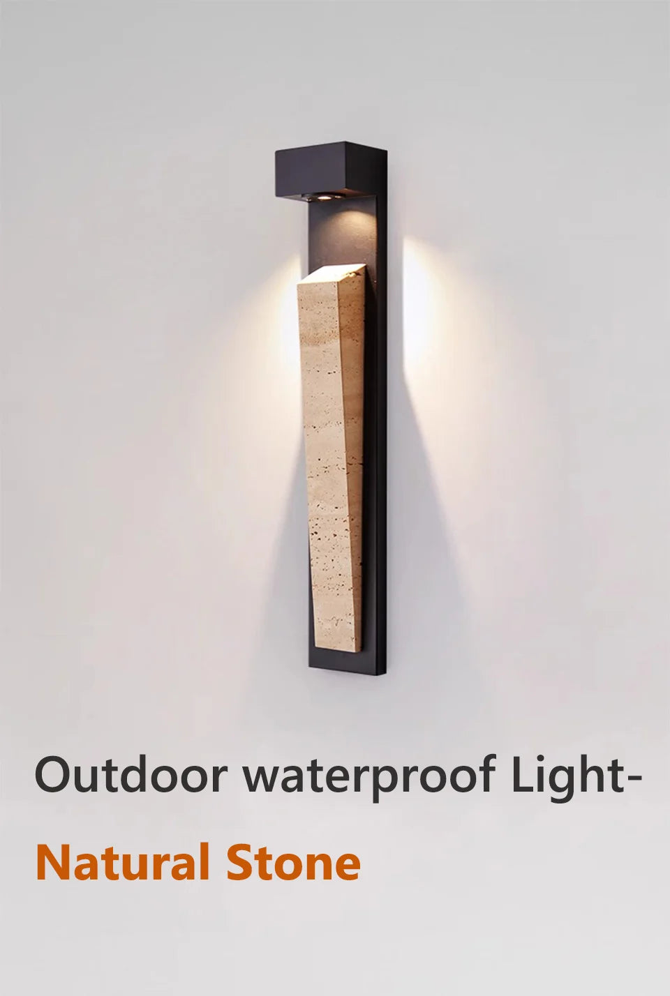 IP65 Waterproof Outdoor Wall Light - Natural Stone Finish