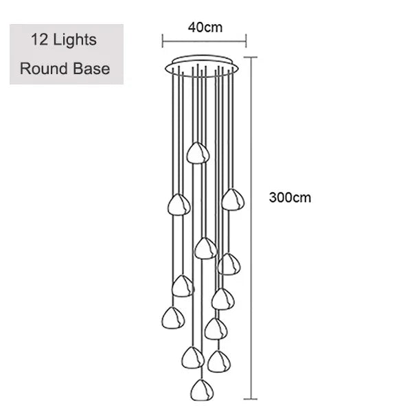 Crystal Ball Staircase Chandelier - Adjustable Cord Pendant Light Fixture