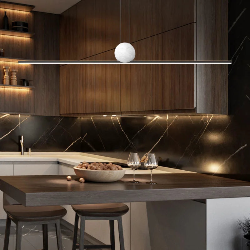 Copper and Marble Kitchen Island Pendant Light