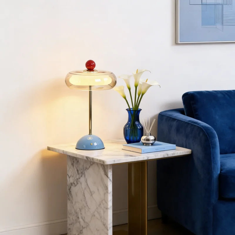 Retro Mushroom LED Table Lamp - Rechargeable Bedside Light