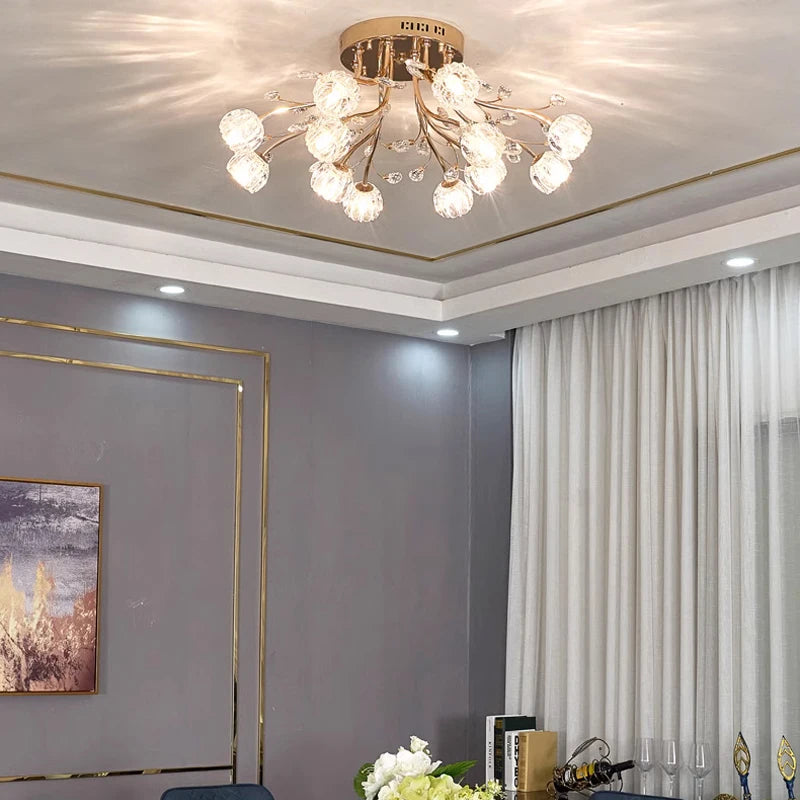 Modern Glass Flush Mount Ceiling Light for Living Room