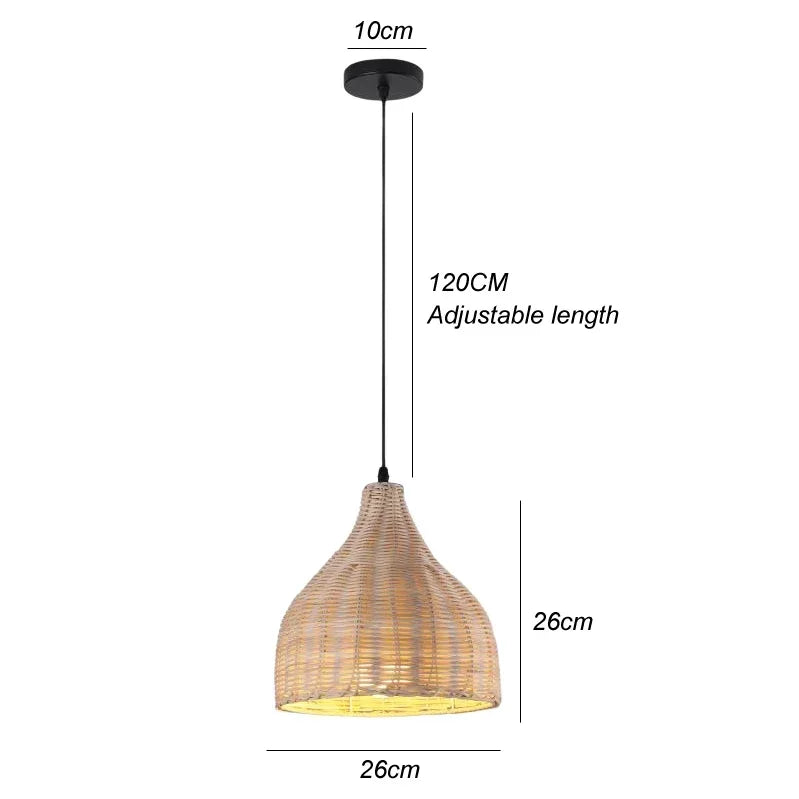Handwoven Bamboo Pendant Light - Rattan Ceiling Lamp