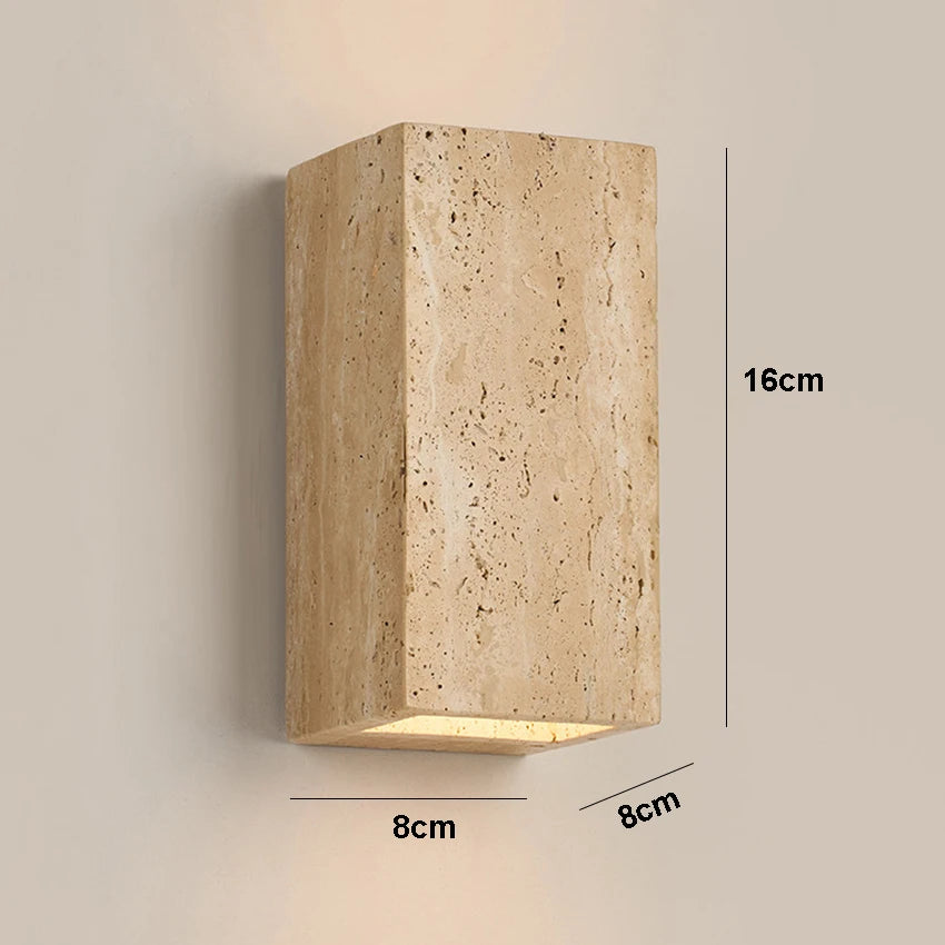 Yellow Travertine Stone Wall Sconce | Indoor & Outdoor Light