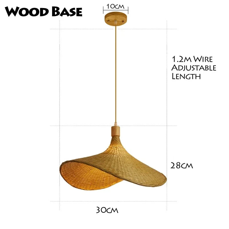 Handwoven Bamboo Pendant Light - Rattan Ceiling Lamp