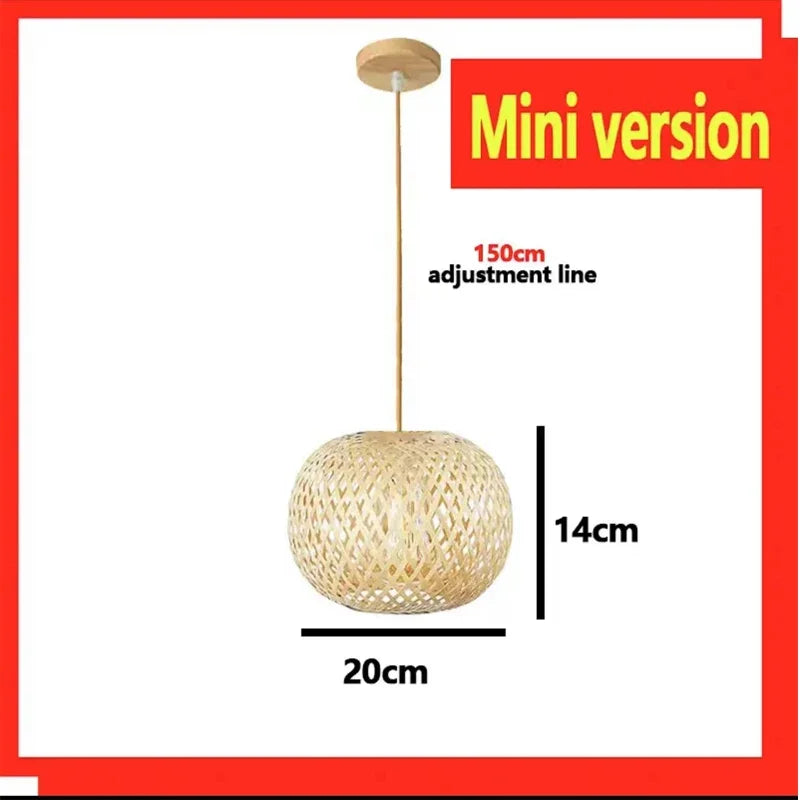 Handwoven Bamboo Pendant Light - Rattan Ceiling Lamp