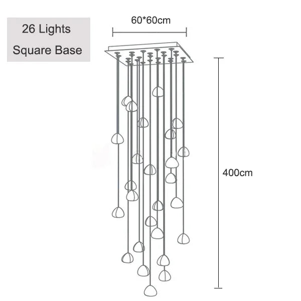Crystal Ball Staircase Chandelier - Adjustable Cord Pendant Light Fixture
