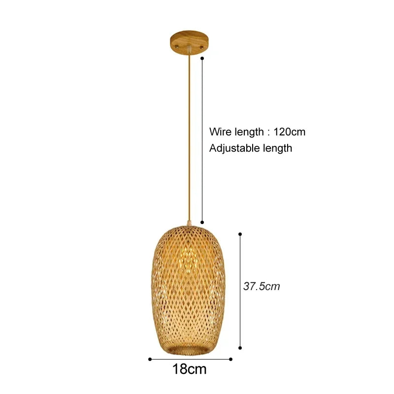 Handwoven Bamboo Pendant Light - Rattan Ceiling Lamp