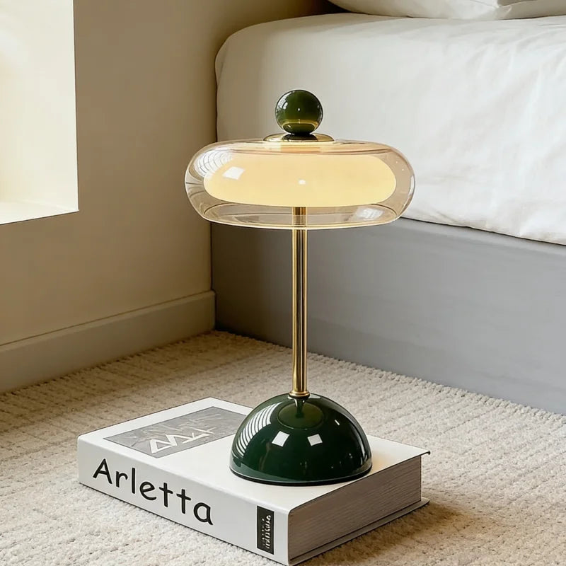 Retro Mushroom LED Table Lamp - Rechargeable Bedside Light