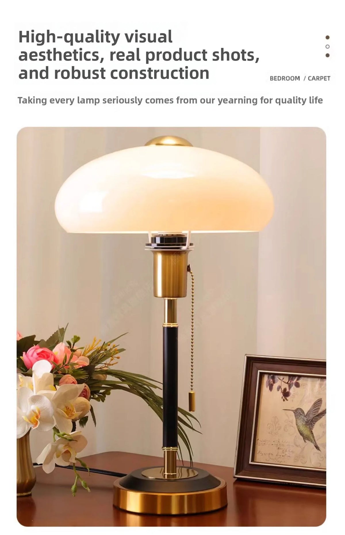 American Style Minimalist Dimmable Bedside Table Lamp