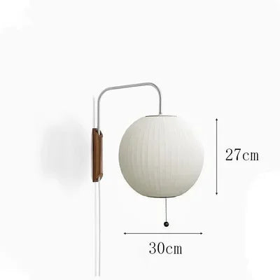 Wabi-Sabi Silk & Wood Wall Lamp – Japanese Style Sconce