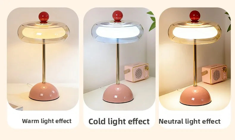Retro Mushroom LED Table Lamp - Rechargeable Bedside Light