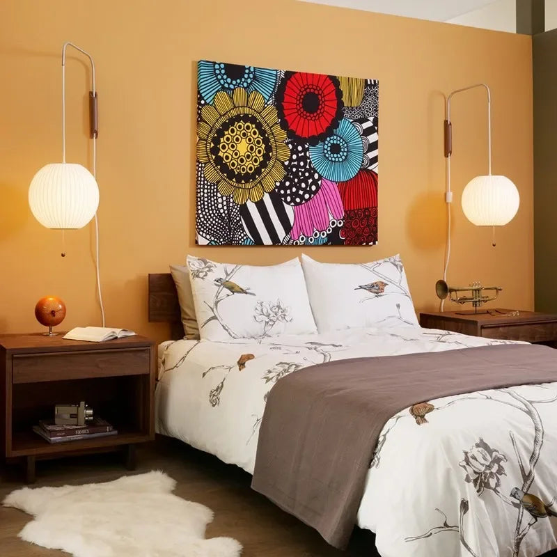 Wabi-Sabi Silk & Wood Wall Lamp – Japanese Style Sconce